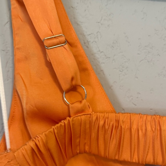 Women's Fortunate One Orange Cutout Satin Mini Dress - Picture 4 of 7
